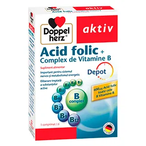 Doppelherz Acid folic+Complex de vitamina B, 30 comprimate, Queisser Pharma